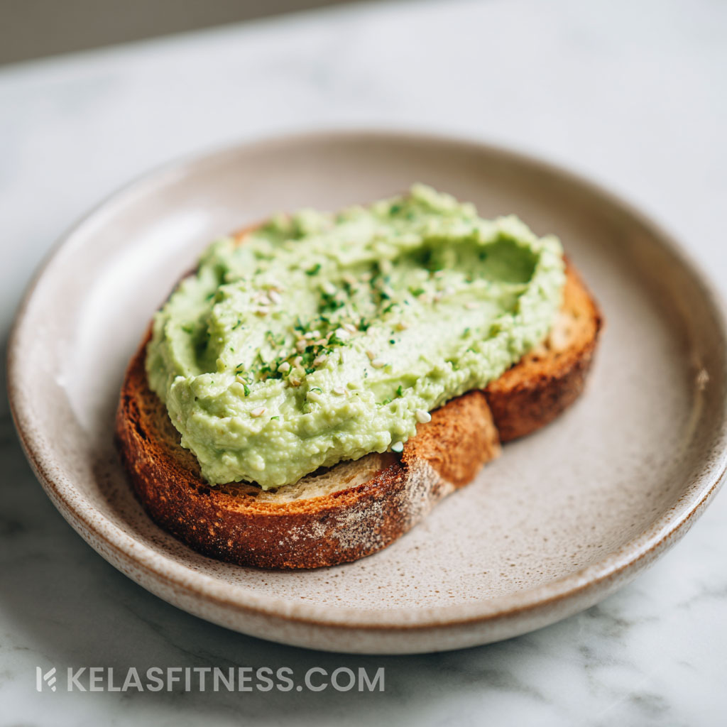 Resep Toast with Edamame Hummus
